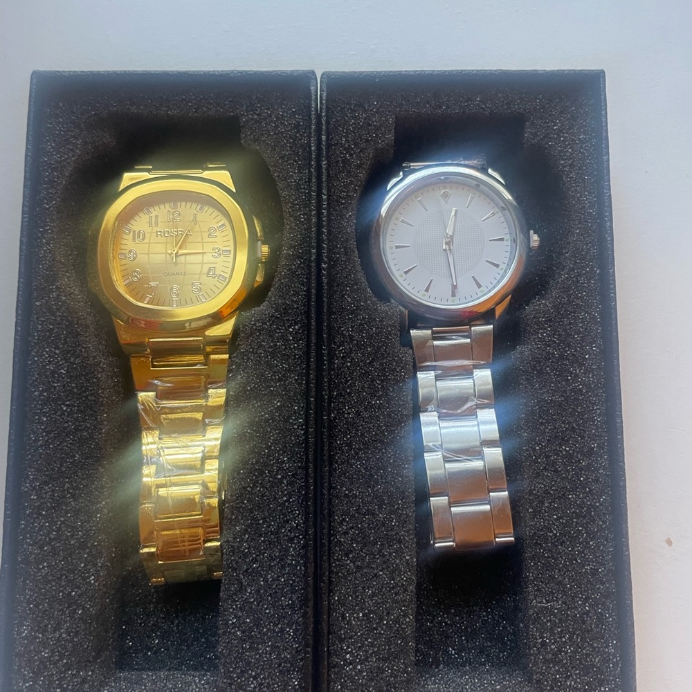 The Classic & Modern Dress Duo Gold & Silver Tone Unisex Quartz Watch Combo Set